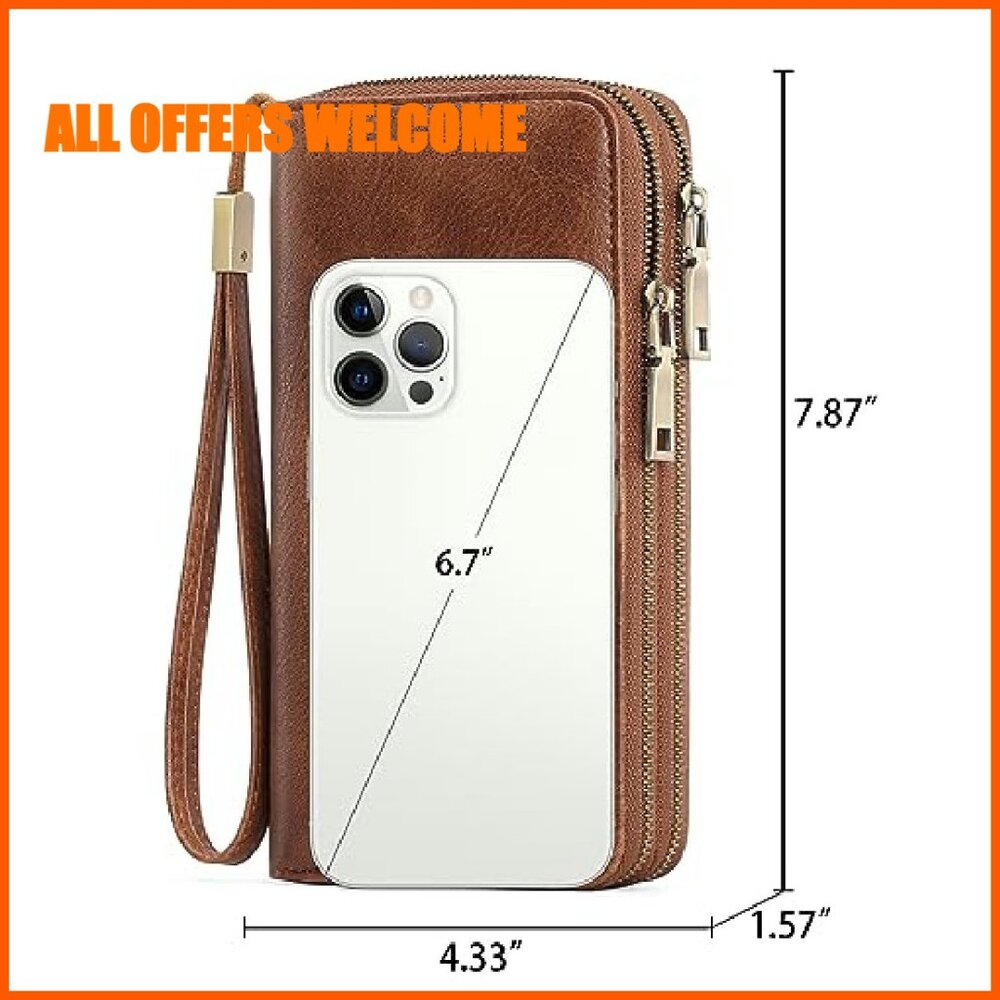 Large Capacity RFID Blocking Leather Clutch Wrist… - image 7